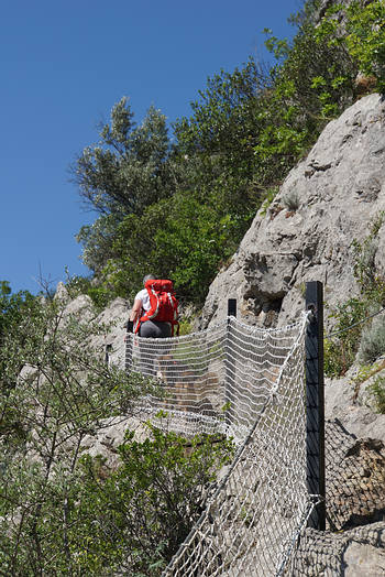 The trail to the lookout Rocher de St.Julien. From here the trail becomes steeper and more demanding